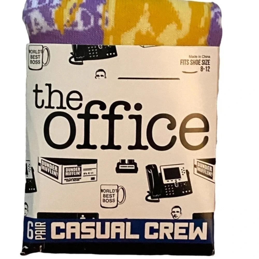 THE OFFICE MENS GRAPHIC CREW SOCKS NEW SIX PAIR